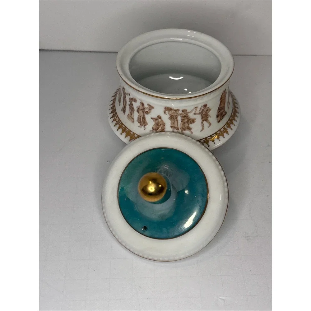 Royal Crown Roman Festival Sugar Bowl Teal Gold